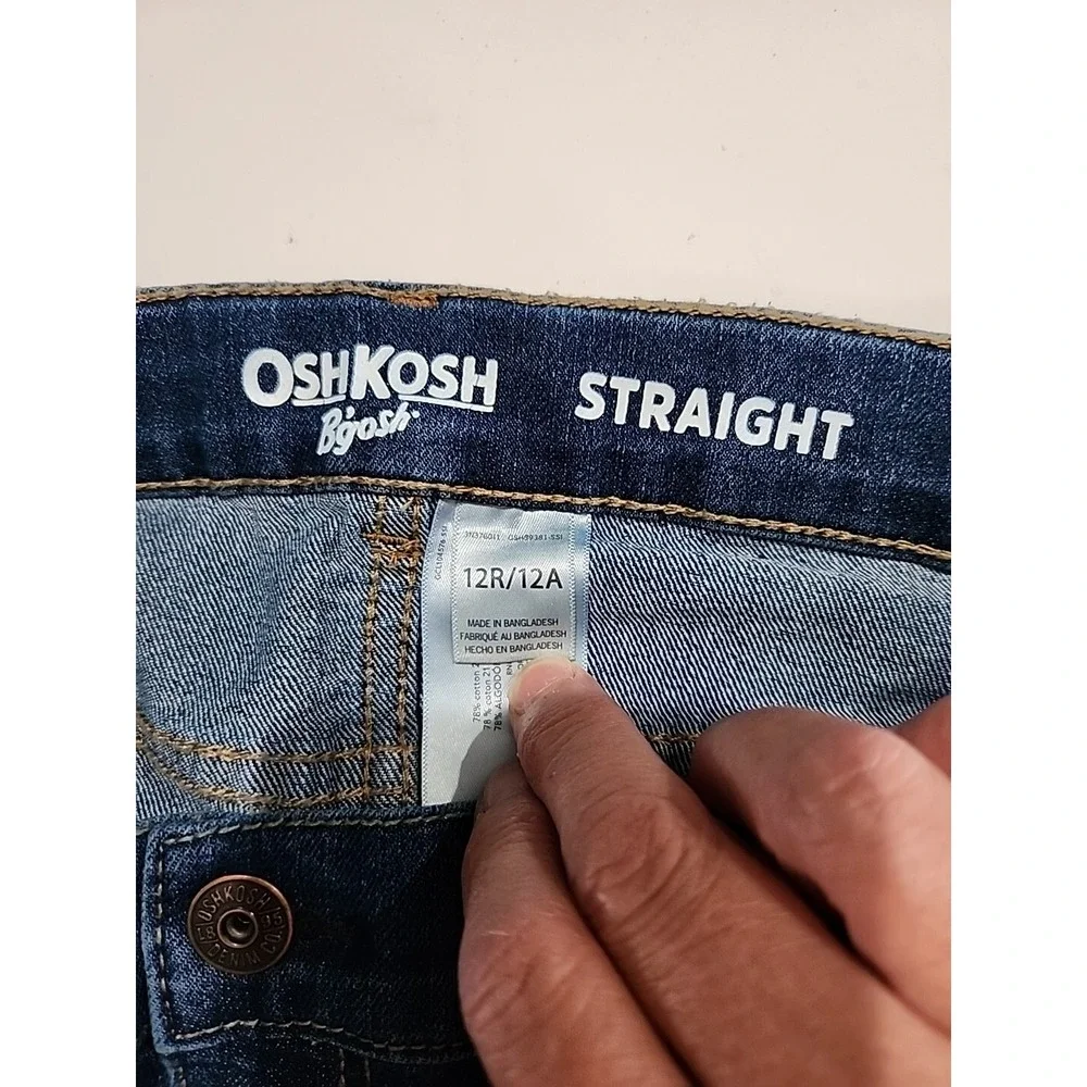 OshKosh Bgosh Boys Straight Leg Jeans Medium Wash Blue Denim Size 12 Regular